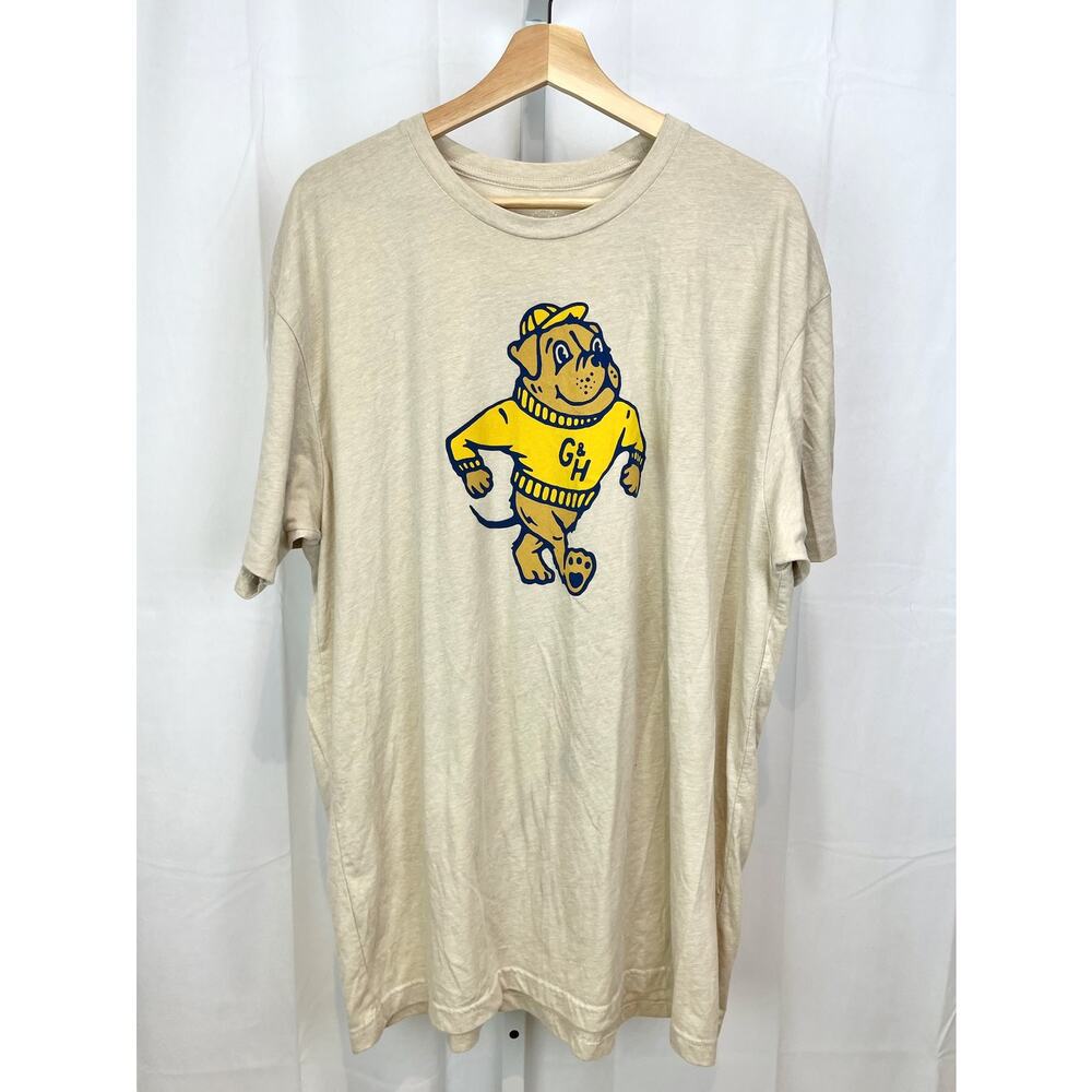 GROUNDS & HOUNDS Size 2XL XXL Coffee Co Graphic Tee Short Sleeve T Shirt Beige